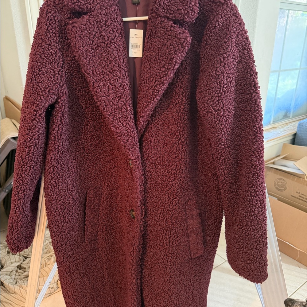 Ann Taylor Burgundy Teddy Jacket